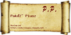 Pakó Piusz névjegykártya